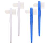 SMASOLO 4pcs Double-Head Denture Toothbrush for Adults Portable Oral Care Tool with Comfortable Non-Slip Handle Efficient Cleaning Brush for False Teeth and Gum Protection