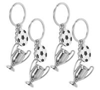 SMASOLO 4Pcs Football Keychain Set - Decorative Soccer Bag Charms with Championship Trophy Design - Mini Soccer Keyrings for Birthday Party Favors and Football Fans in Sports Souvenirs