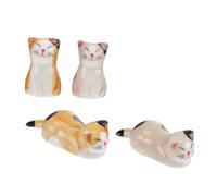 SMASOLO 4Pcs Japanese Style Ceramic Chopsticks Holder with Adorable Cat Design Smooth Surface Chopstick Stand and Spoon Rack Practical and Decorative Tableware Organizer for Kitchen and