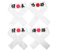 SMASOLO 4pcs Japanese Warriors Hachimaki Headbands Tie Soft Breathable Workout Bandanas for Sports Cooking Team Events Reusable Washable Accessories
