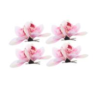 SMASOLO 4pcs Lightweight Double Orchid Hair Clips with Soft Fabric Tape Realistic Floral Hair Pins for Women Secure Grip Bridal and Accessories for Weddings and Beach