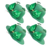 SMASOLO 4pcs Mini Top Hat Hair Clips Bow Hat Hair Pins Lightweight Comfortable All-day Wear Classic Festive Green Pulp Pet Iron Women St Patrick's Day Holiday Parade Accessory