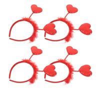 SMASOLO 4pcs Red Sequin Heart Headbands for Valentine's Day Lightweight Flexible Love Heart Hair Bands for Women Party and Wedding Costume Accessories Romantic Festive Photo Props