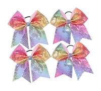 SMASOLO 4pcs Sequined Bow Hairband Cheer Bows for Girls Holiday Hair Glitter Hair Bands Ribbon