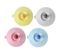 SMASOLO 4pcs Silicone Cup Lids with Spoon Holder Food Grade Soft Silicone Mug Covers Rounded Edges Sealing Drink Covers for Hot Drinks Smooth Surface Easy to Clean Multipurpose Dustproof