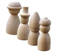 SMASOLO 4pcs Unfinished Wooden Peg Dolls DIY Craft for Blank Figures for Hand Painting and Home Decoration Creative Wooden Doll Adornments with Hat Styles