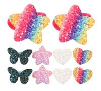 SMASOLO 5 Pairs High Elasticity Glitter Hair Ties for Sparkle Sequin Ponytail Holders Rainbow Gradient Hair Bands for Daily Wear and Parties