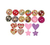 SMASOLO 50pcs Assorted Multi-Color Wooden Buttons for Crafts Creative DIY Sewing Supplies with Mixed Shapes and Patterns Lightweight Handmade Appeal for Scrapbooking and Holiday