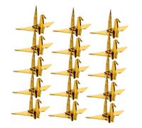 SMASOLO 50pcs Gold Origami Paper Crane Garland Pearlescent Hanging Decor for Weddings Holidays Office Spaces Handmade Lightweight Wishes Symbol