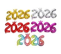 SMASOLO 5pcs 2026 Foil Number Balloons Set 38 Inch Large Metallic Gold, Silver, Red, and Pink Balloons for New Year’s Eve Party Decorations and Photo Booth Props