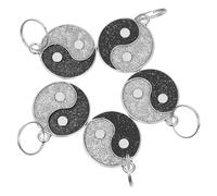 SMASOLO 5pcs Black 23mm Round Zinc Alloy Pet Id Tags Tai Chi Pattern Dog Phone Number Tags Engraved Name Plates for Puppy Cat Collars