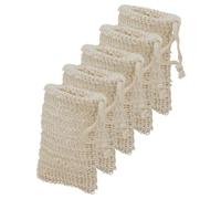 SMASOLO 5pcs Cotton Linen Soap Foaming Pouch with Drawstring Exfoliating Bath Body Wash Cloths Soap Storage Bags Household Saver