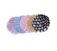 SMASOLO 5pcs Handmade Crochet Hair Snood Nets Elastic Bun Hair Nets with Pearl Design for Women Ballet Dance Performance Gymnastics Party Gift Black Maize Yellow Light Purple Blue
