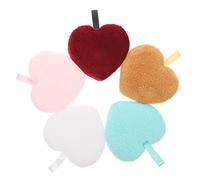 SMASOLO 5Pcs Heart Shaped Reusable Makeup Remover Pads for Women Soft Facial Cleansing Sponges Mixed Colors for Gentle Oil Removal and Pore Cleansing