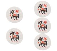 SMASOLO 5pcs Horse Coasters Set, Handmade Woven Cotton Rope Circular Hot Pads, Absorbent Desktop Cup Mats for Coffee Table, Office and Home Drinkware Protection