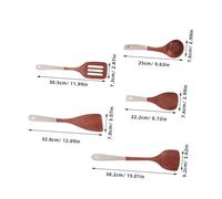 SMASOLO 5pcs Non Stick Wooden Cooking Utensils Set Heat Resistant Kitchen Spatula and Spoons for Serving Mixing Flipping Wood Kitchen Utensils for Everyday Use