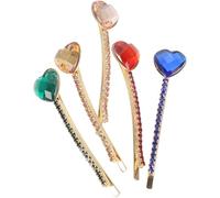 SMASOLO 5Pcs Rhinestones Crystal Bobby Pins Hair Clips Set with Emerald Heart Design, Barrette Hair Accessories for Women and, Decorative Hairpins for Wedding and Daily Styling