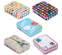 SMASOLO 5pcs Square Tinplate Storage Boxes Set with Lids - Rectangular Metal Candy and Storage Containers for Home and Christmas Packaging