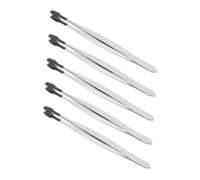 SMASOLO 5pcs Stainless Steel Craft Tweezers Flat Tip Multipurpose Precision Tools for Jewelry Making Stamp and Coin Handling False Eyelash Application with Durable Dip Coating Finish