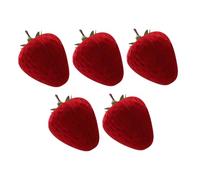 SMASOLO 5pcs Strawberry Velvet Jewelry Boxes Cute Ring and Earring Storage for Wedding Proposal Engagement Decorative Trinket Holder in Red