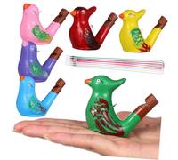 SMASOLO 6 Pcs Ceramic Bird Whistles with Lanyards Musical Educational for Lightweight Handheld Sound Discrimination Creative Cartoon Bird Design Birthday Random Color