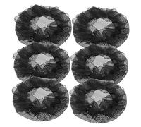 SMASOLO 6pcs Black Elastic Hair Nets for Women Bun Styling, Stretch Mesh Hairnets Decorative Edges for Ballet, Ice Skating and Gymnastics Performers