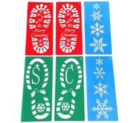 SMASOLO 6pcs Christmas Footprint Painting Stencils Hollow Xmas Drawing Templates for Wall Art DIY Crafts Reusable Pet Material Safe for Holiday Decorations