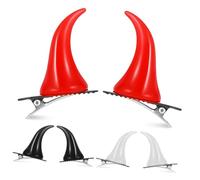SMASOLO 6pcs Demon Horn Hair Clips Lightweight Resin Decorative Halloween Party Hair Accessories Cosplay Costume Black White Red