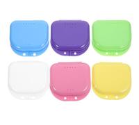 SMASOLO 6pcs Dental Retainer Box with Ventilated Snap Lock Plastic Orthodontic Denture Storage Case for Braces False Teeth Mouth Guard Holder Random Colors Random Color