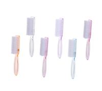 SMASOLO 6pcs Fingernail Brush Set Long Handle Household Cleaning Nail Brushes Assorted Colors for Manicure Dust Removal Nail Art Supplies