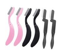 SMASOLO 6pcs Folding Stainless Steel Eyebrow Comb and Eyelash Comb Set Curved and Straight Handles, Portable Makeup Tool for Precise Brow Grooming and Lash Styling