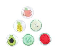 SMASOLO 6pcs Fruit Shape Eye Cooling Packs Reusable Gel Eye Masks Watermelon Lemon Avocado Pineapple Peach Designs