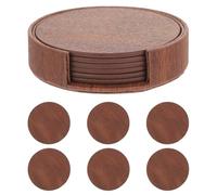 SMASOLO 6Pcs Heat-resistant PU Tumbler Pads Anti-slip Cup Mats for Kitchen and Home Leather Coasters with High Temperature Protection Portable Drink Coaster