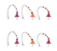 SMASOLO 6pcs Mushroom Hanging Pendants with Evil Eye Bead Charms Resin Plastic Rear View Mirror Ornaments for Car Decoration Stylish Mushroom Bead Charm Chains for Phone Case and Home Wall