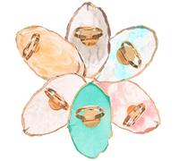 SMASOLO 6pcs Nail Art Ring Palettes with Resin Crystal Inlay and Agate Gold Edge, Multi-color Finger Ring Mixing Trays for Professional Salon Nail Polish Blending and Manicure Use