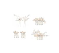 SMASOLO 6pcs Pearl Crystal Hair Side Combs Elegant Bridal Headpieces for Weddings Parties Special Occasions Gorgeous Floral Hair Accessories for Brides Bridesmaids Celebrations