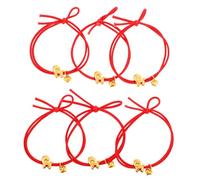 SMASOLO 6pcs Red Stretch Hair Bands Elastic Ponytail Holders No Damage Hair Ties for Women Thick Elastics Comfortable Decorative Accessories for Chinese Year Celebration