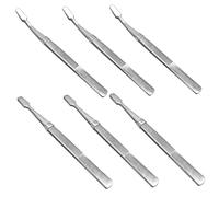 SMASOLO 6Pcs Stainless Steel Flat Clip Tweezers with Straight and Bent Tips Multi Function Lightweight Stamp and Photo Collector Tools Practical Eyelash Extension and Hobby Tongs