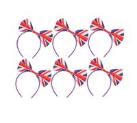 SMASOLO 6pcs Union Jack Bow Hair Bands Decorative Headbands for Football Supporters Comfortable Durable Satin Headwear for Festivals Themed Events