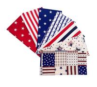 SMASOLO 7pcs Cotton Fabric Set US Flag Print, 50x50cm DIY Patchwork Cloth Bundle for Handmade Sewing, Creative Cotton Fabrics for Craft and Quilting Projects