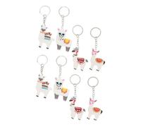 SMASOLO 8pcs Cartoon Alpaca Keychain Pendants Cute Animal Keyring Charms for Bags Backpacks Car Keys PVC Material Adorable Accessories for Friends