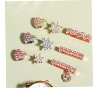 SMASOLO 9 Pcs Silicone Watch Band Charms with Decorative Rhinestone Rings and Fashionable Star Love Shape Charms for Smartwatch Strap Accessories