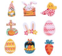 SMASOLO 9pcs Easter Bunny Embroidered Iron-on Patches Cartoon Rabbit Appliques for Clothing Repair, DIY Hat Jeans Decorations, Easter Outfit Accessories