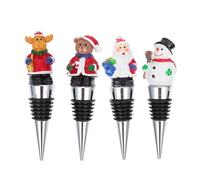 SMASOLO Aluminum Alloy Wine Stopper Set 4Pcs Christmas Decorative Bottle Plugs with Individual Color Boxes, Reusable Wine Bottle Sealers for Holiday