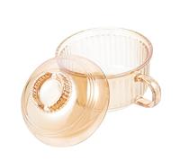 SMASOLO Amber Glass Soup Bowl with Lid and Handle Heat-Resistant Ramen Noodle Stew Bowl for Household Kitchen Use Protective Lid Keeps Food Warm and Clean Stylish Home Dining Accessory