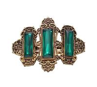 SMASOLO Antiquing Ponytail Clip Alloy Hairpin with Crystal Rhinestones Green and Gold Stylish Hair Decoration for Women Daily Party Durable Hair Accessory