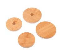 SMASOLO Bamboo Bottle Covers with Silicone Seal Flexible Fit Wide Mouth Jar Lids for Mason Jars Practical Straw and Solid Bamboo Caps for Kitchen Storage and Beverage Containers
