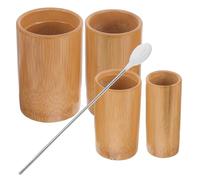 SMASOLO Bamboo Cupping Cups Set Including Small, Medium, Large, Extra Large and Massage Stick - Reusable Carbonized Bamboo Cans for Traditional Chinese Medical Therapy and Body Massage