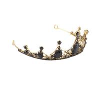 SMASOLO Black Baroque Bridal Crown Rhinestone Crystal Tiara Alloy Headdress for Bride Wedding Photo Props Women