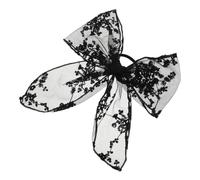 SMASOLO Black Lace Hair Tie Bow with Embroidered Soft Fabric Comfortable Ponytail Holder for Women and Elegant Wedding Hair Accessory with Sweet Bow Design